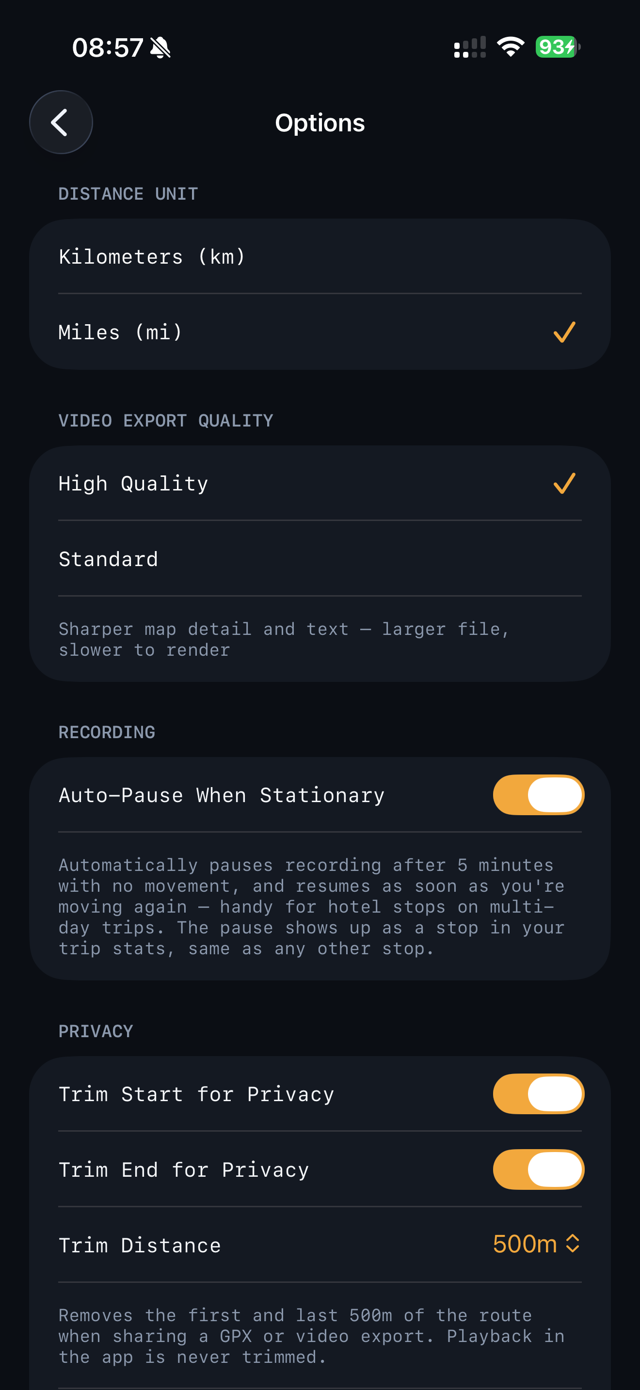 App settings
